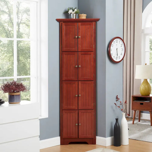 Armoire de cuisine d'angle à 4 niveaux de 183 cm avec 8 portes et étagères réglables