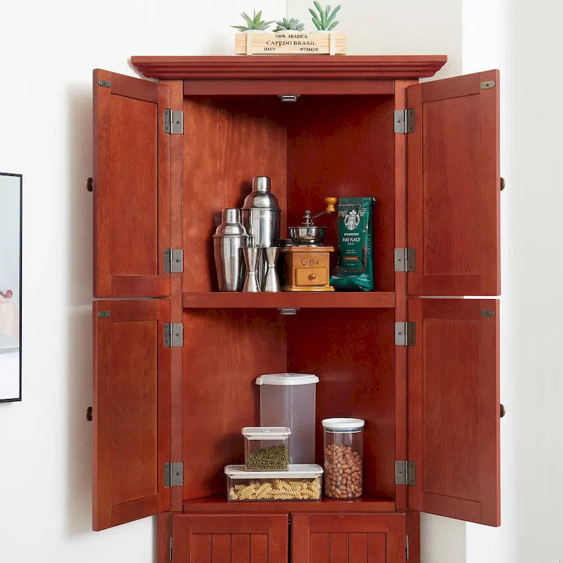 Armoire de cuisine d'angle à 4 niveaux de 183 cm avec 8 portes et étagères réglables