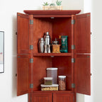 Armoire de cuisine d'angle à 4 niveaux de 183 cm avec 8 portes et étagères réglables