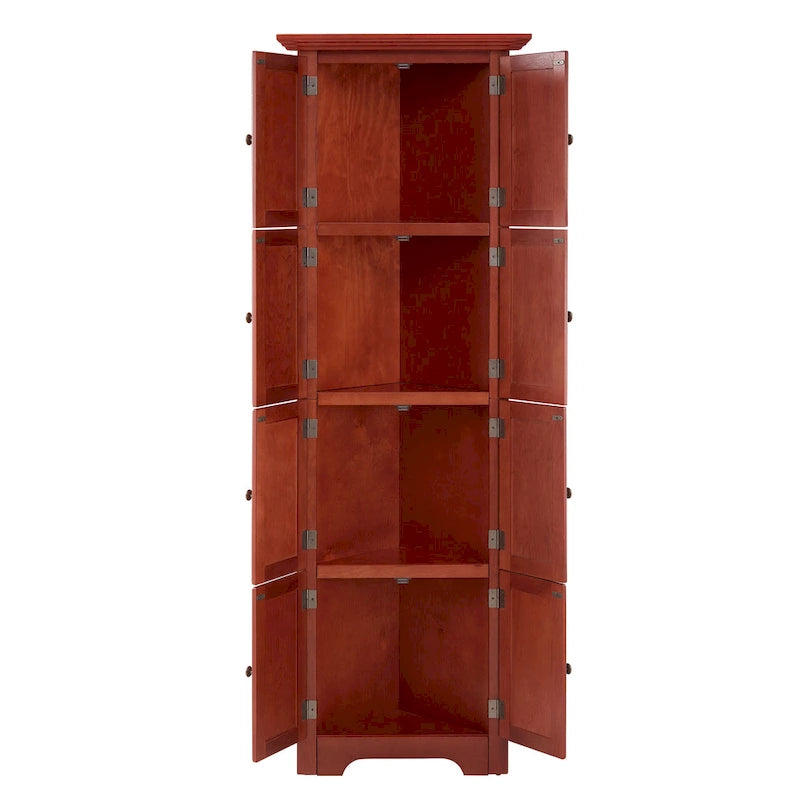 Armoire de cuisine d'angle à 4 niveaux de 183 cm avec 8 portes et étagères réglables