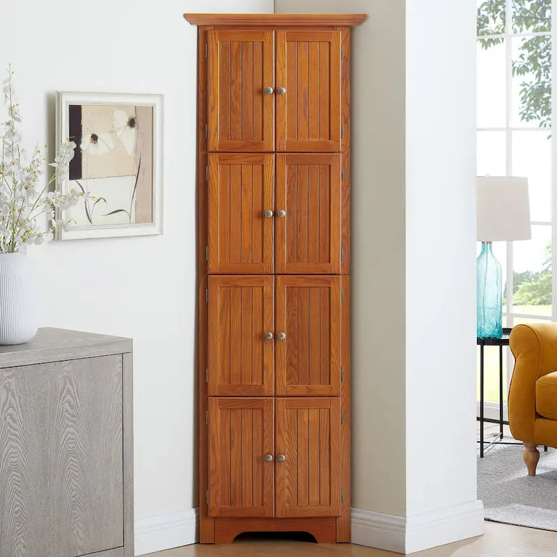 Armoire de cuisine d'angle à 4 niveaux de 183 cm avec 8 portes et étagères réglables