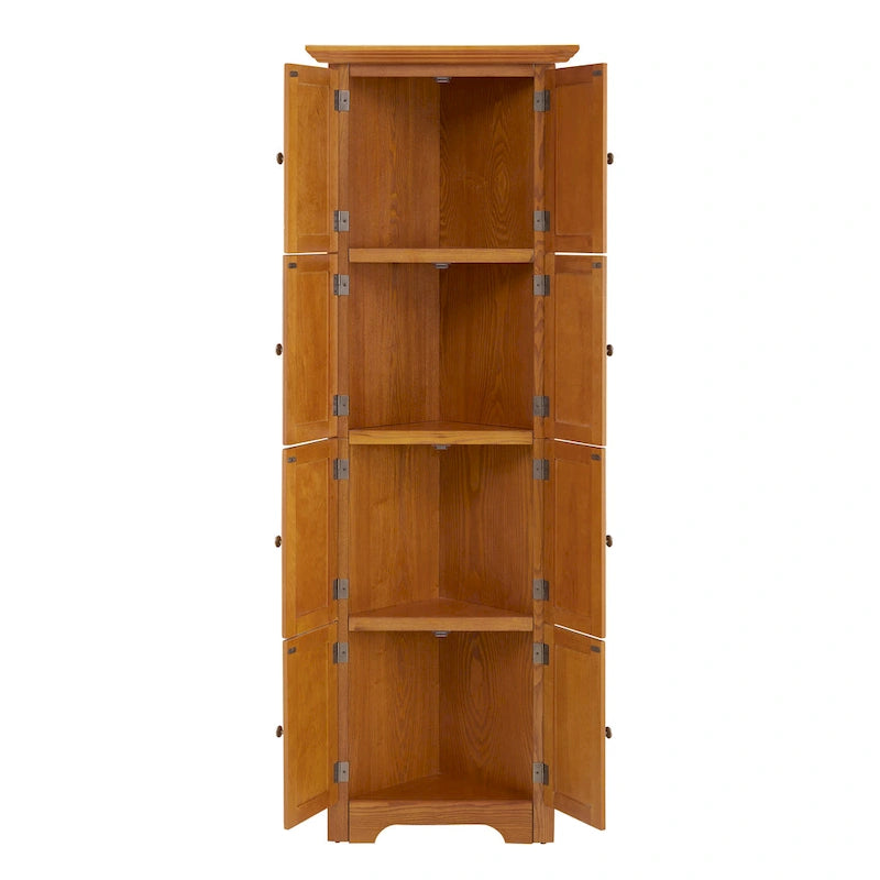 Armoire de cuisine d'angle à 4 niveaux de 183 cm avec 8 portes et étagères réglables