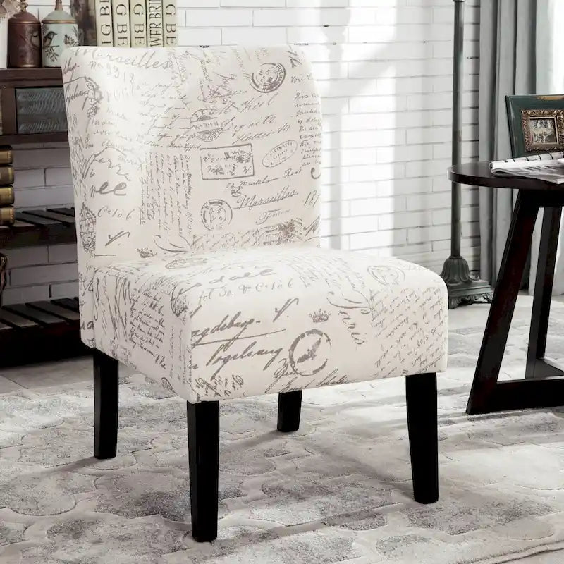 Fauteuil d'appoint rembourré blanc de 74 cm avec pieds en bois
