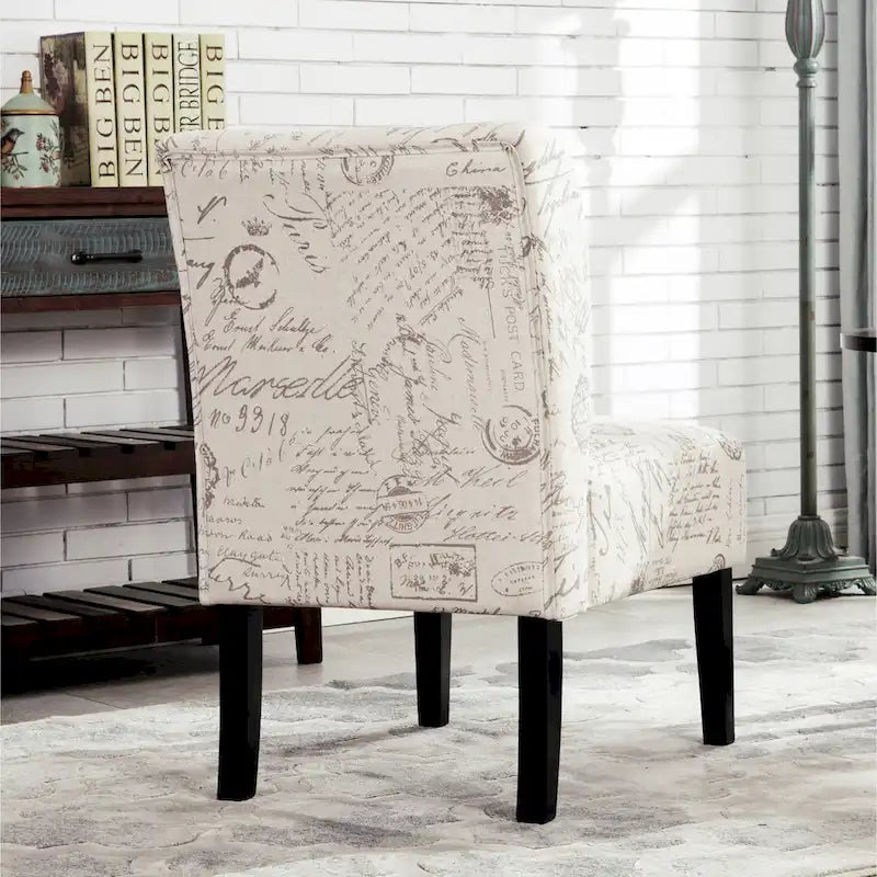 Fauteuil d'appoint rembourré blanc de 74 cm avec pieds en bois
