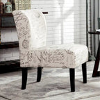 Fauteuil d'appoint rembourré blanc de 74 cm avec pieds en bois