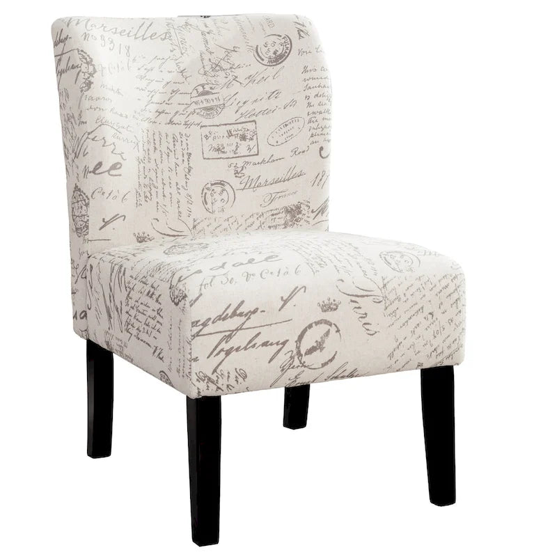 Fauteuil d'appoint rembourré blanc de 74 cm avec pieds en bois