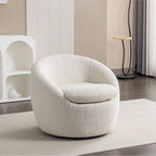 Fauteuil pivotant crème 31" en tissu bouclette avec base pivotante à 360°