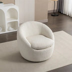 Fauteuil pivotant crème 31" en tissu bouclette avec base pivotante à 360°