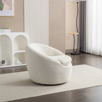 Fauteuil pivotant crème 31" en tissu bouclette avec base pivotante à 360°
