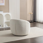 Fauteuil pivotant crème 31" en tissu bouclette avec base pivotante à 360°