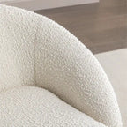 Fauteuil pivotant crème 31" en tissu bouclette avec base pivotante à 360°