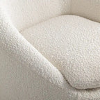 Fauteuil pivotant crème 31" en tissu bouclette avec base pivotante à 360°