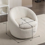 Fauteuil pivotant crème 31" en tissu bouclette avec base pivotante à 360°