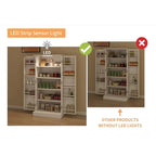 Meuble de rangement de cuisine à LED, buffet autoportant avec 2 portes et étagères réglables