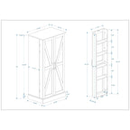 Meuble de rangement de cuisine à LED, buffet autoportant avec 2 portes et étagères réglables