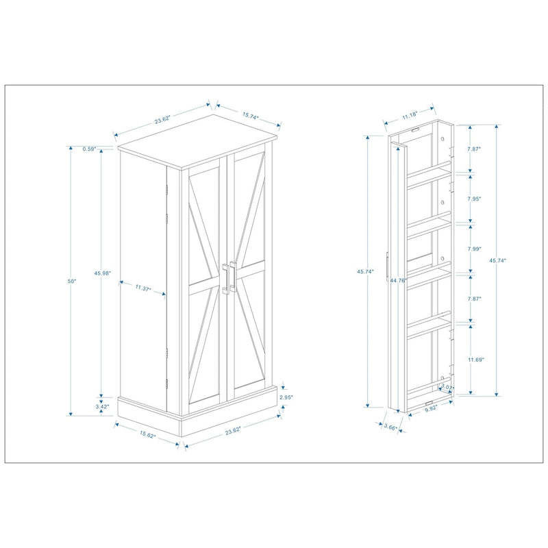 Meuble de rangement de cuisine à LED, buffet autoportant avec 2 portes et étagères réglables