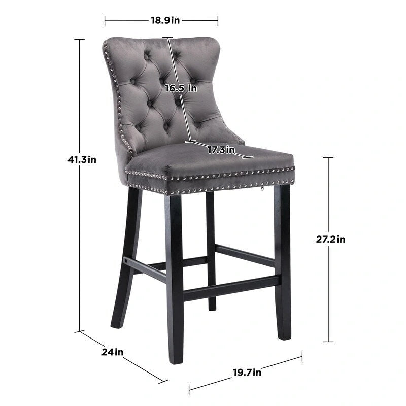 Tabourets de bar rembourrés en velours, lot de 6