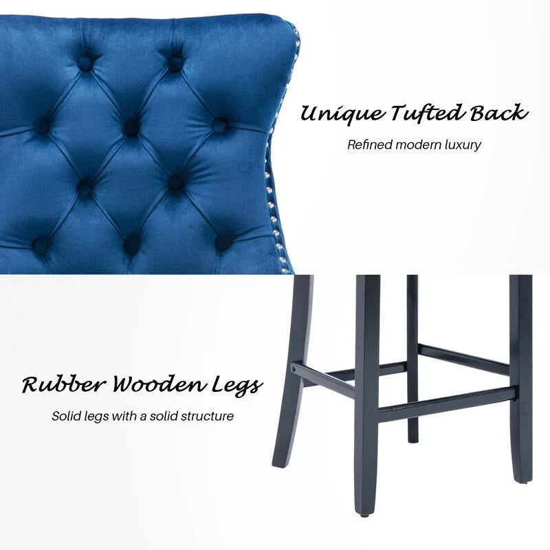 Tabourets de bar rembourrés en velours, lot de 6