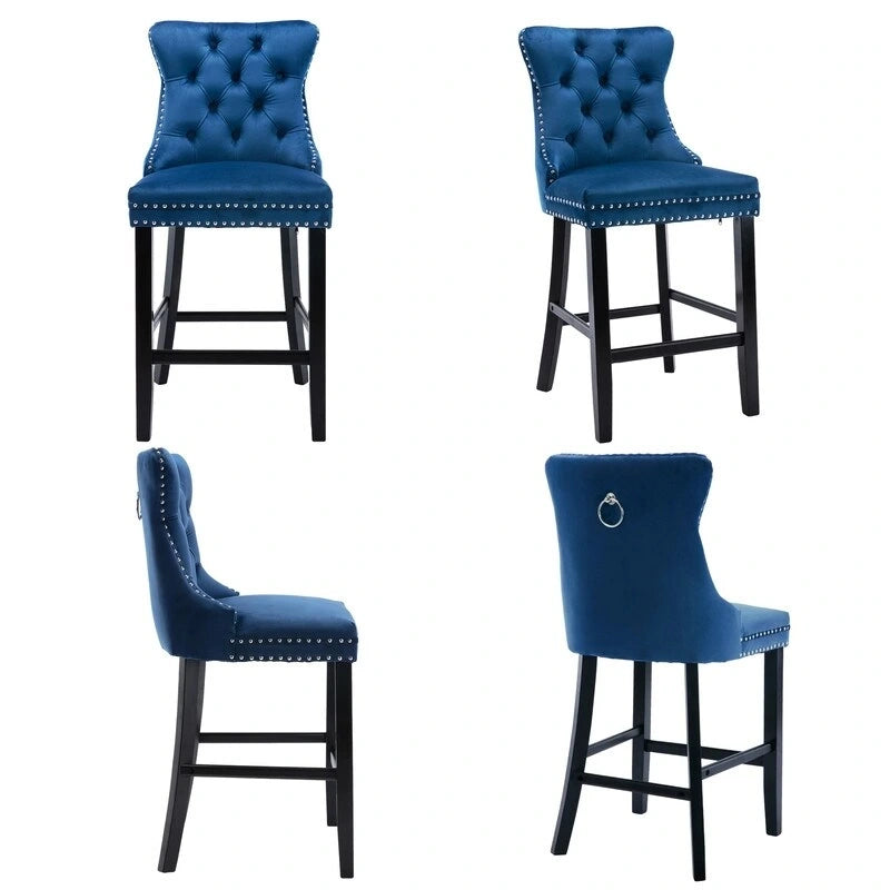 Tabourets de bar rembourrés en velours, lot de 6