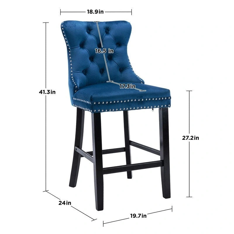 Tabourets de bar rembourrés en velours, lot de 6