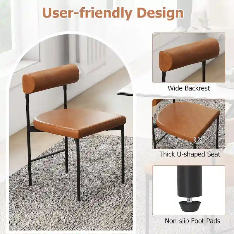 Chaise de salle à manger, ensemble de 2, revêtement en similicuir, pour cuisine