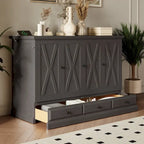 Armoire de lit escamotable avec station de charge et grand tiroir de rangement