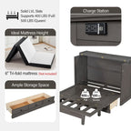 Armoire de lit escamotable avec station de charge et grand tiroir de rangement