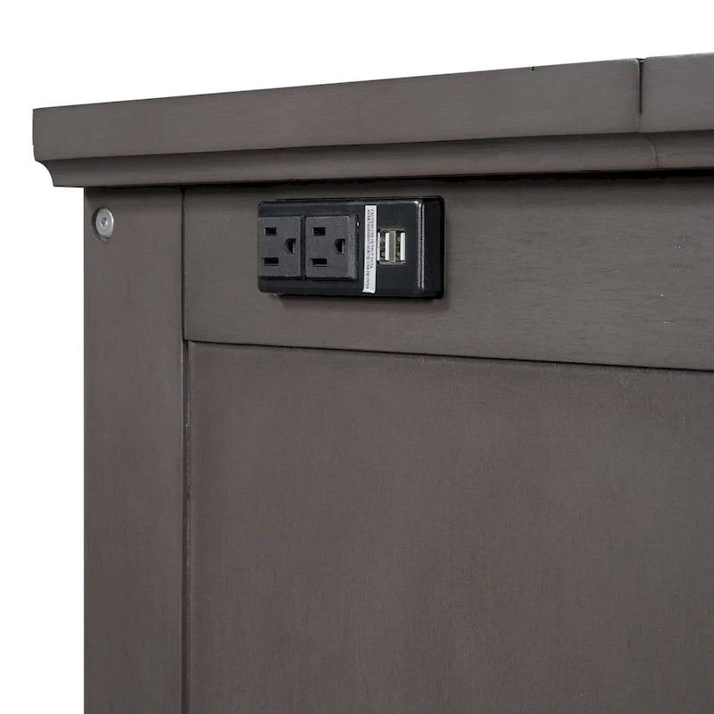 Armoire de lit escamotable avec station de charge et grand tiroir de rangement