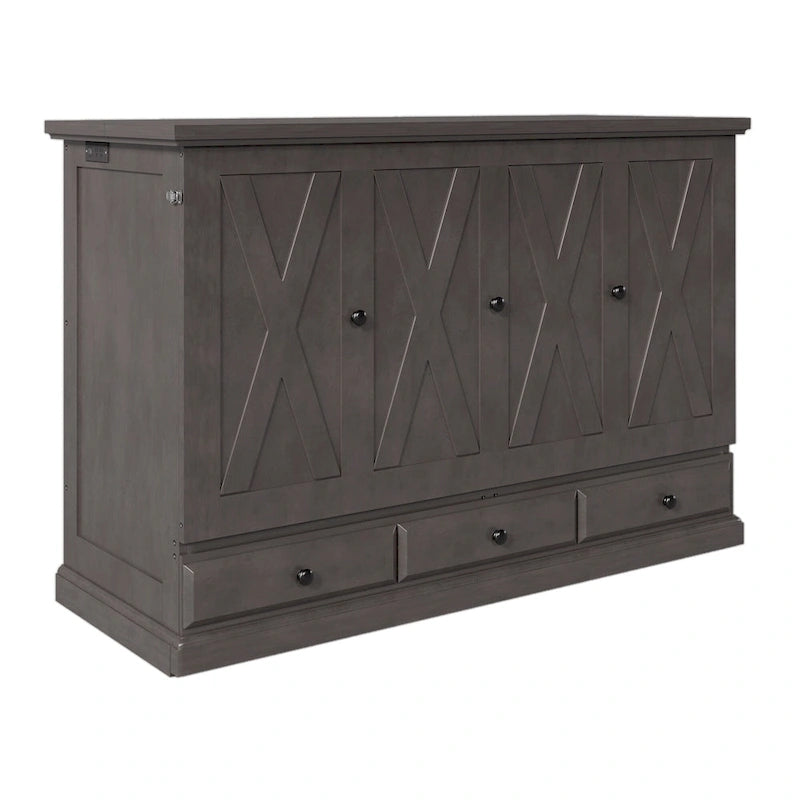 Armoire de lit escamotable avec station de charge et grand tiroir de rangement