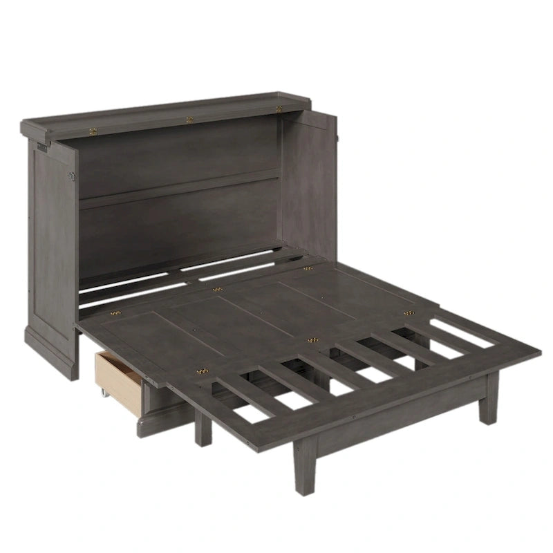 Armoire de lit escamotable avec station de charge et grand tiroir de rangement