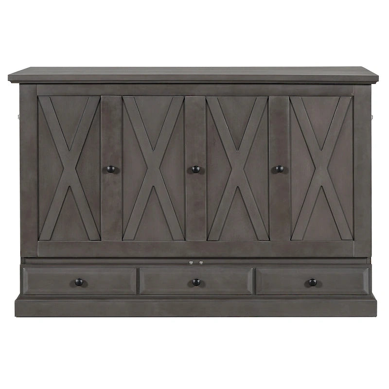 Armoire de lit escamotable avec station de charge et grand tiroir de rangement