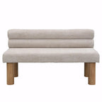 Banc de salle à manger en tissu bouclé - Pieds en bois d'hévéa
