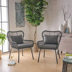 Tolovana Indoor Steel and Rope Club Chairs with Cushioned by Christopher Knight Home