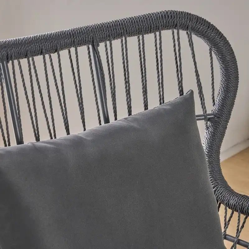 Fauteuils club d'intérieur en acier et corde avec coussins moelleux