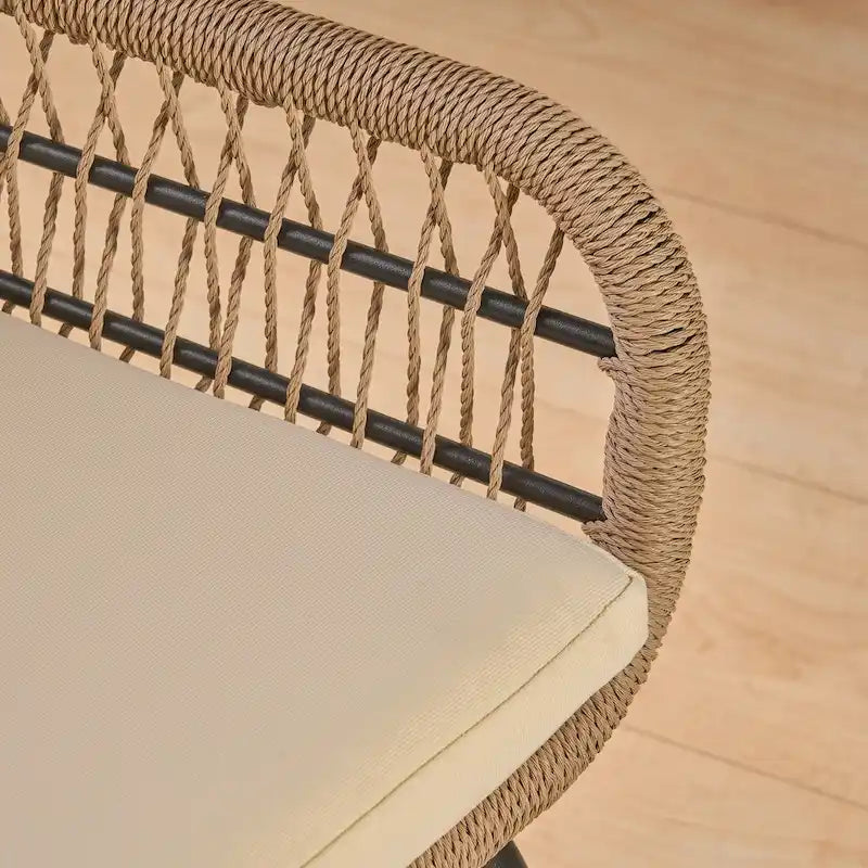 Fauteuils club d'intérieur en acier et corde avec coussins moelleux