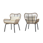 Fauteuils club d'intérieur en acier et corde avec coussins moelleux