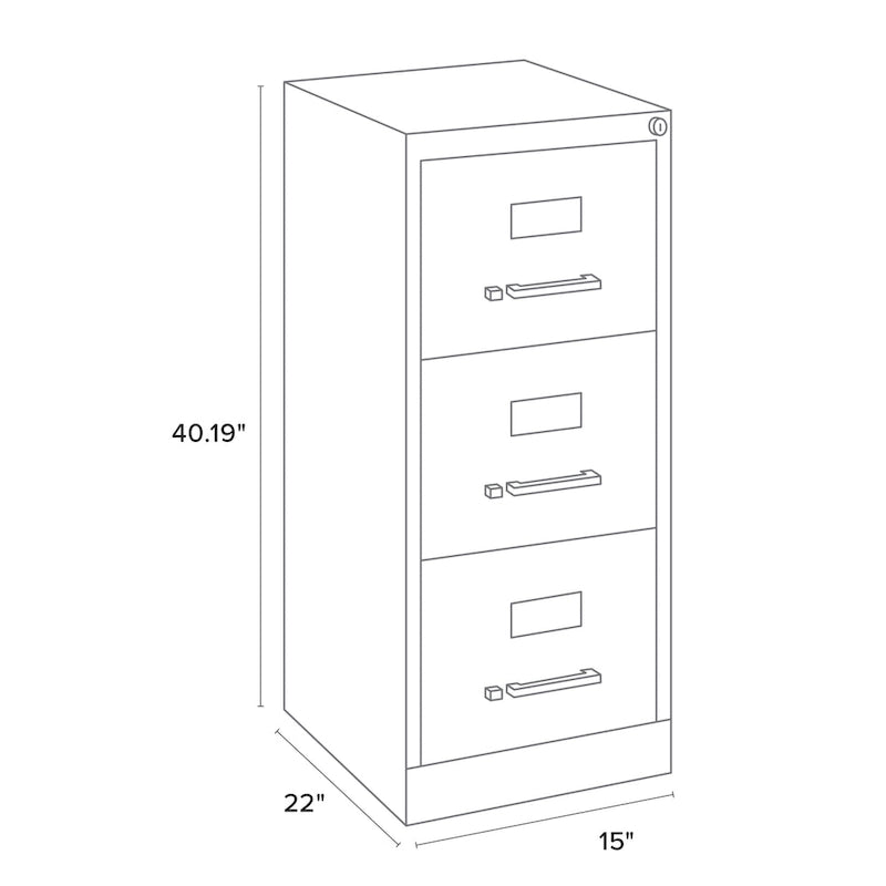 Classeur vertical de 3 tiroirs, largeur lettre, profondeur 56 cm