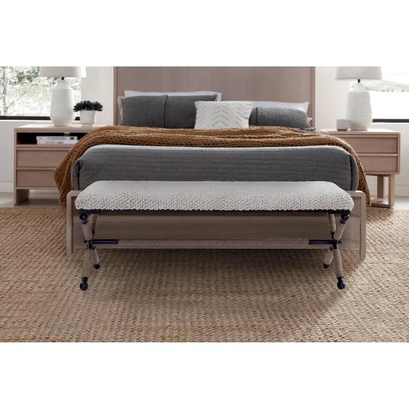 Banquette double en bouclette rembourrée ivoire