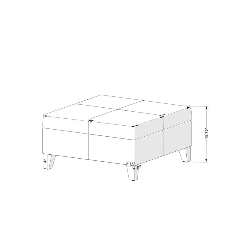Pouffe de rangement carré de luxe de 71 cm