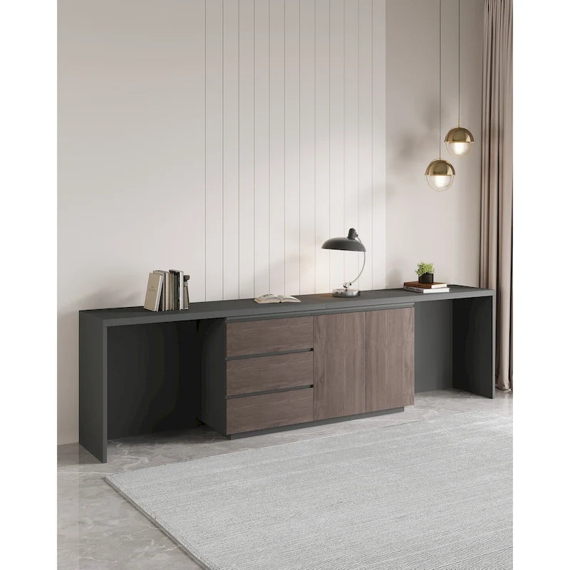 Bureau d'angle pour bureau à domicile avec tiroirs et rangement en armoire
