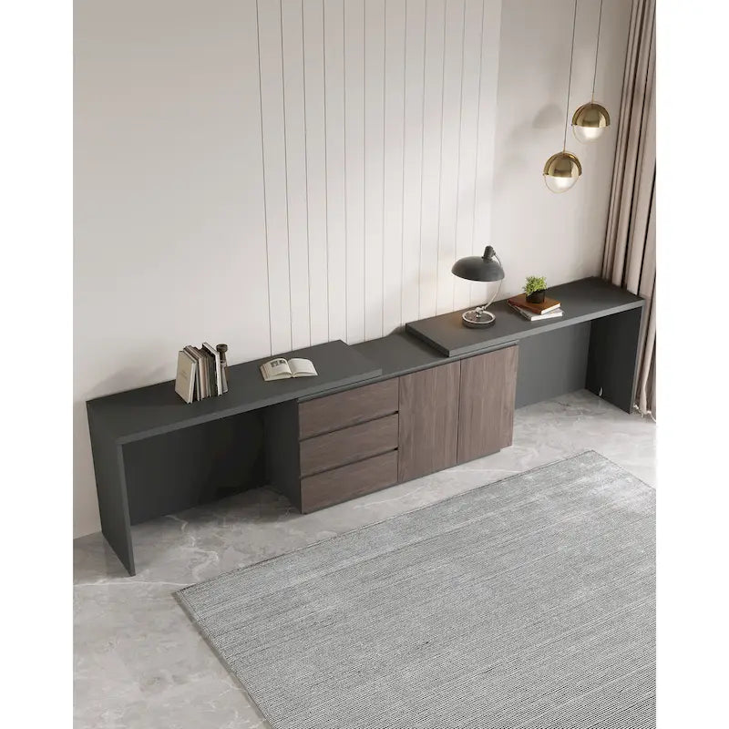 Bureau d'angle pour bureau à domicile avec tiroirs et rangement en armoire