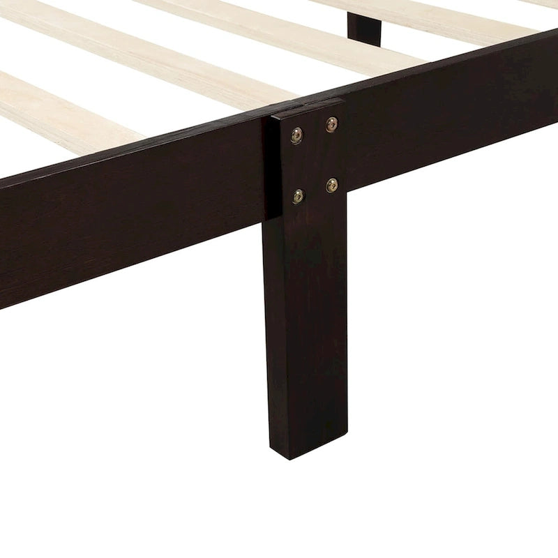 Lit plateforme en bois avec tête et pied de lit
