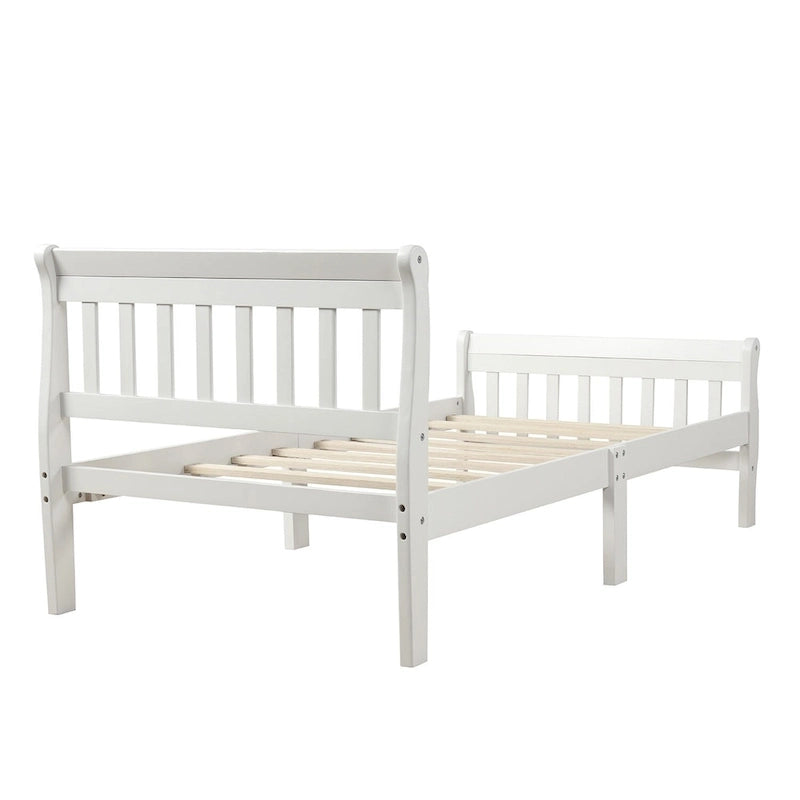 Lit plateforme en bois avec tête et pied de lit
