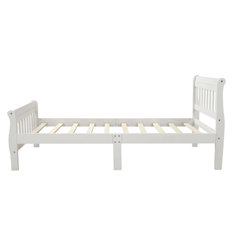 Lit plateforme en bois avec tête et pied de lit