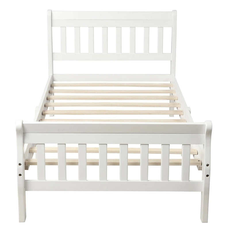 Lit plateforme en bois avec tête et pied de lit