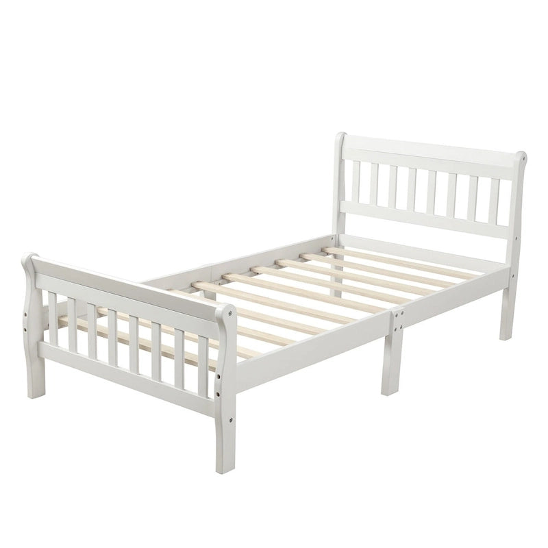 Lit plateforme en bois avec tête et pied de lit