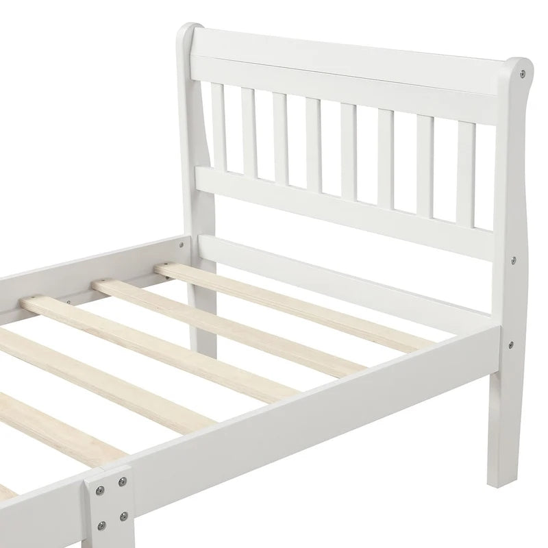 Lit plateforme en bois avec tête et pied de lit