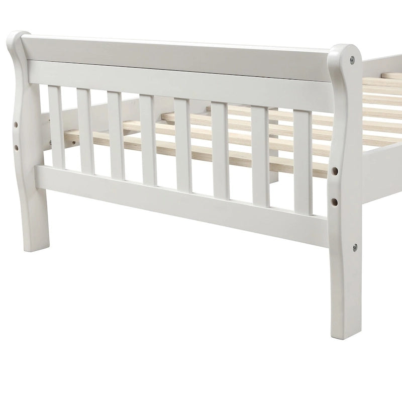Lit plateforme en bois avec tête et pied de lit