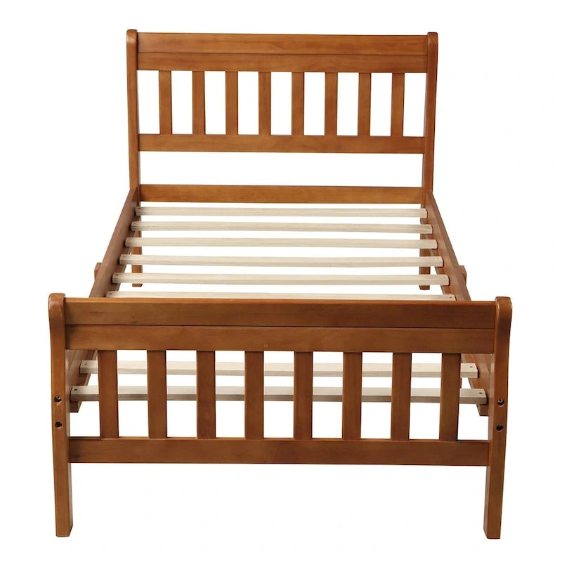 Lit plateforme en bois avec tête et pied de lit