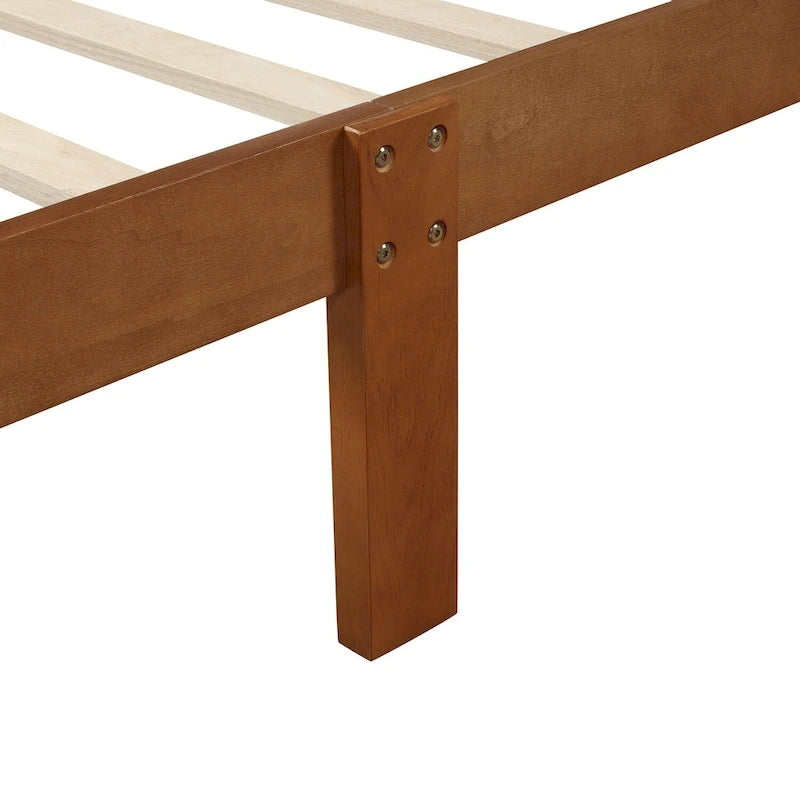 Lit plateforme en bois avec tête et pied de lit